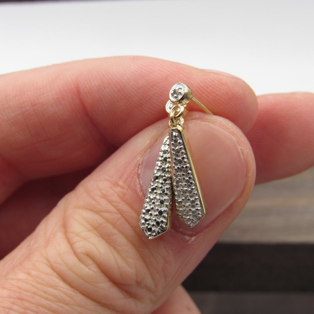 Sterling Silver Simple Diamond Dangle Earrings - image 2